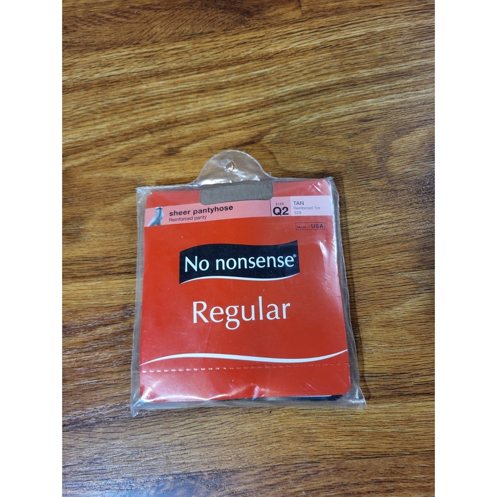 No Nonsense Tan Reinforced Toe Regular Pantyhose; Style 329; Size Q2